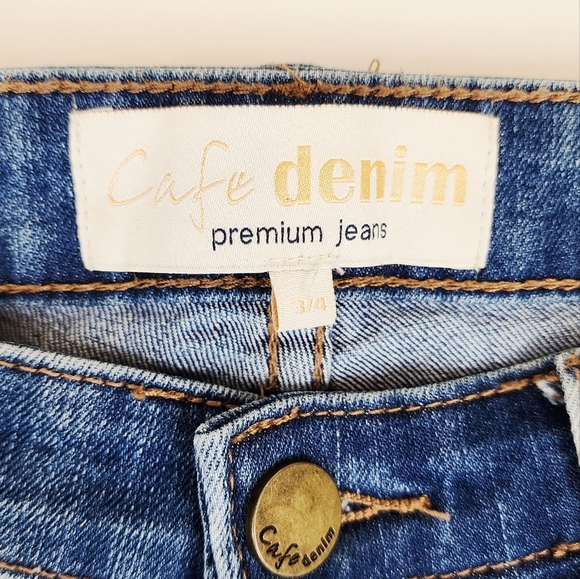 Cafe Denim Premium Distressed Ankle Skinny Jeans Pants - Picture 6 of 9